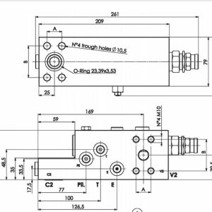 Check valve for excavator cylinders SAE 250L 3/4' SAE6000 Rexroth