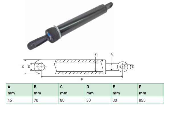 Hydraulic cylinder Zepro 45/70/855 for bend