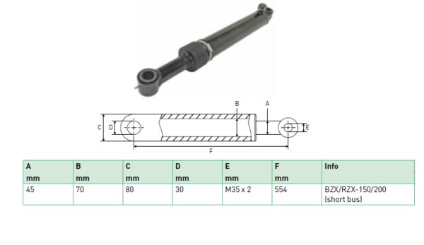 Hydraulic cylinder Zepro 45/70/554