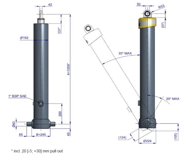 Telescopic cylinder FE A169-5-05405-019-K1399 HYVA 70546408