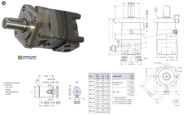 Hydraulic motor MS 100 C 32mm shaft, OMS 151F0501