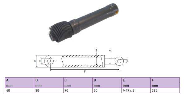 Hydraulic cylinder Dhollandia 40/80/385 for bend