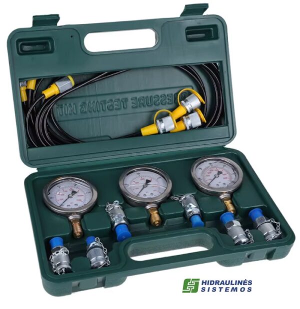 Testavimo rinkinys su 3 manometrais 250-600 bar (6vnt )