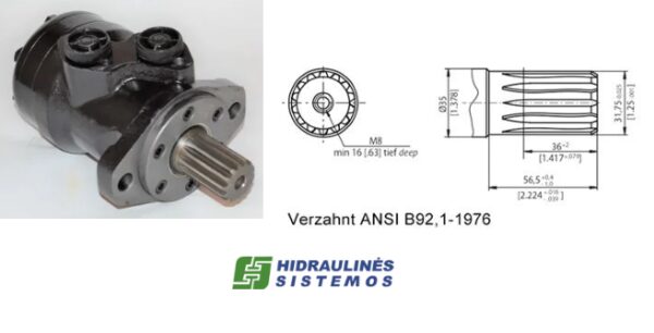 Hydraulic motor MR 160 HB 14-tooth shaft