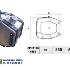 Hydraulic oil tank, side mounting 140 ltr. Aluminium 55x64x50 PLUS forestery cranes