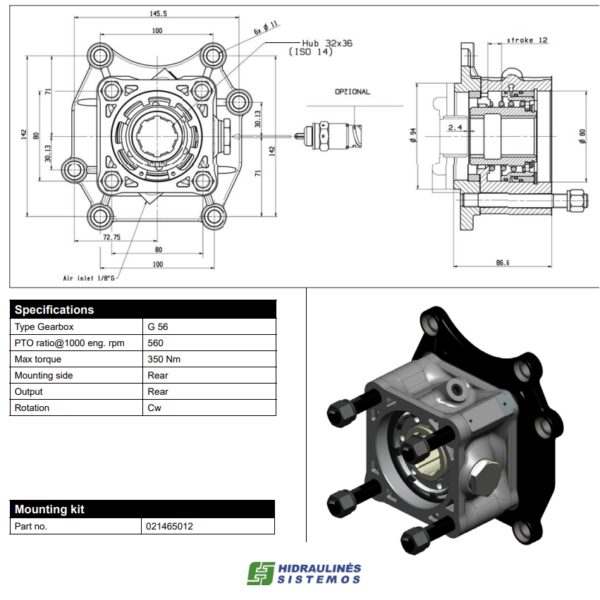 PTO mounting kit MB G56-6 Hyva