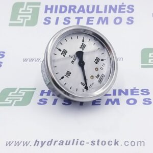 Silicone oil filled pressure gauge 0/400 bar. d-63 rear connection 1/4'BSP