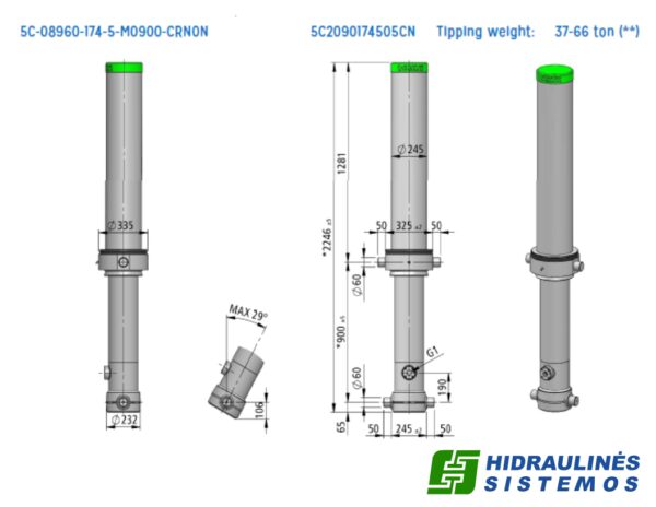Telescopic cylinder 5-174-8960 5C Penta 5C-08960-174-5-M0900-CRN0N 5C2090174505CN