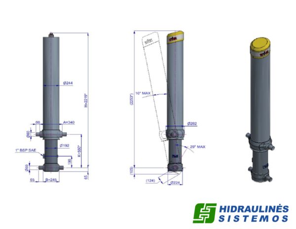 Telescopic cylinder 5-169-9030 FC A169-5-09030-074-K0550-HC HYVA 70526865