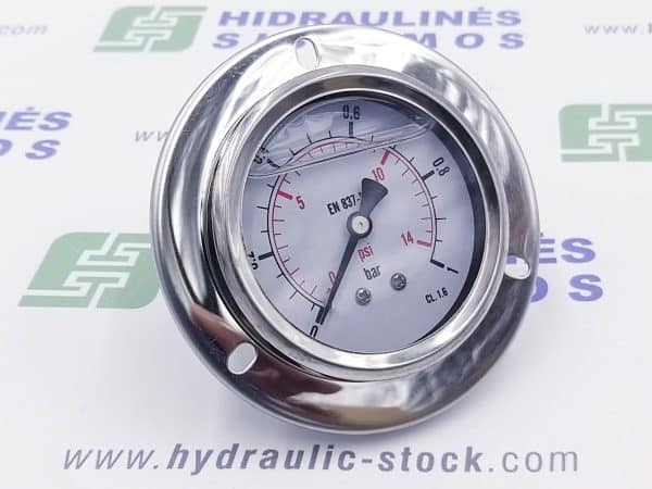 Pressure gauge 0/1 bar. d-63 rear connection, for panel mounting 1/4'BSP