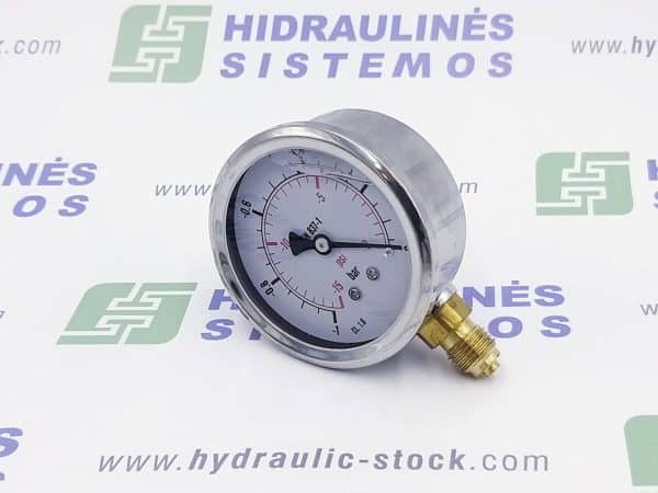 -1/0 bar Manometras d-63 tvirtinimas iš šono 1/4'BSP