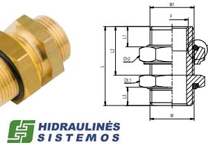 Pneumatic bulkhead connector M22 / M22 / M16 internal