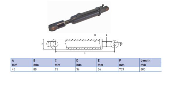 Hydraulic cylinder Palfinger/MBB 45/80/753 for bend