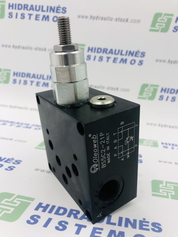 Hydraulic manifold NG10x1 with relief valve 210 bar CETOP-5
