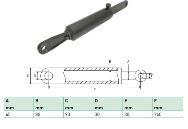 Hydraulic cylinder Zepro 45/80/740 for bend