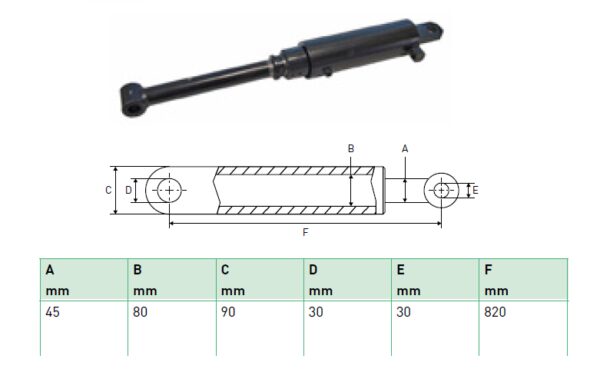 Hydraulic cylinder Zepro 45/80/820 for bend