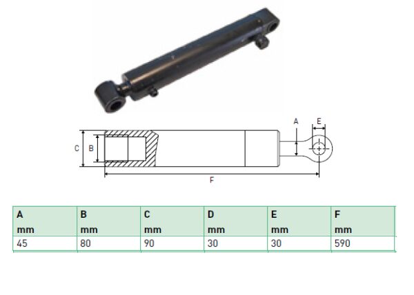 Hydraulic cylinder Zepro 45/80/590