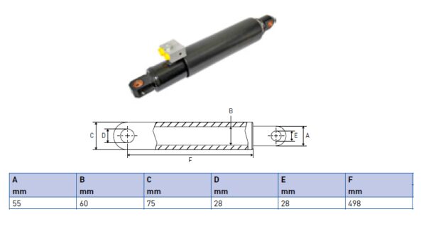Hydraulic cylinder Palfinger/MBB 55/60/498