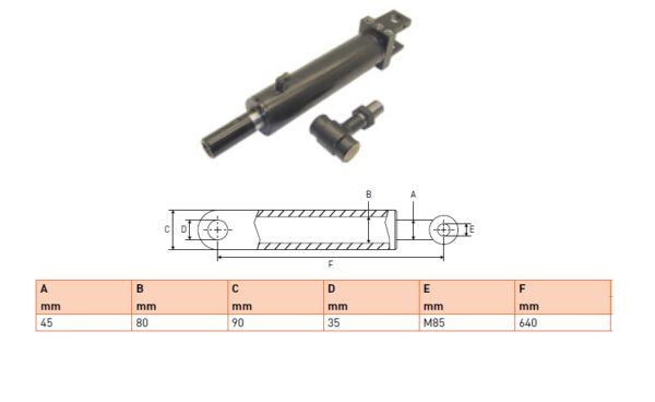 Hydraulic cylinder Cargolift 45/80/640 for bend