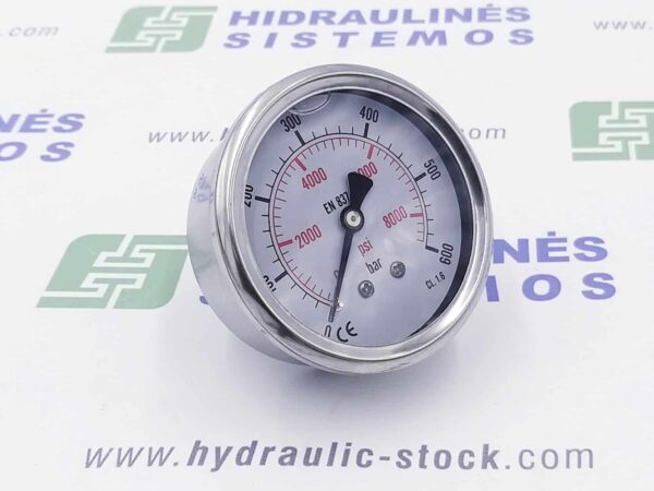 Pressure gauge 0/600 bar. d-63 rear connection 1/4'BSP