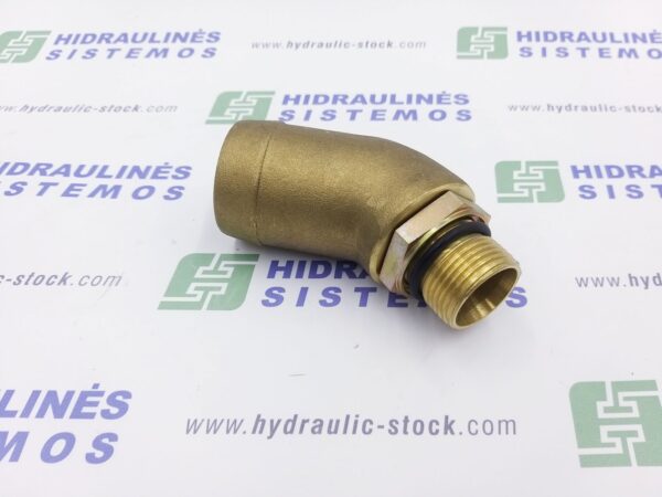 Žemo slėgio antgalis 1' išoriniu sriegiu x 50 mm žarnai, 45 kampas