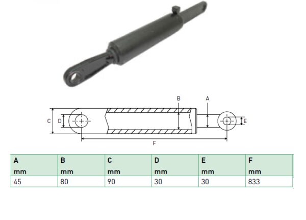 Hydraulic cylinder Zepro 45/80/833 for bend