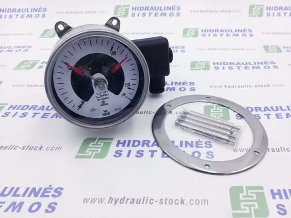 0/160 bar Manometras d-100 tvirtinimas iš galo, su davikliais 1/2'BSP