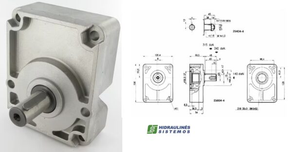 Support Cylinder shaft GR3 E (98 x 128) 1:8 , 24mm