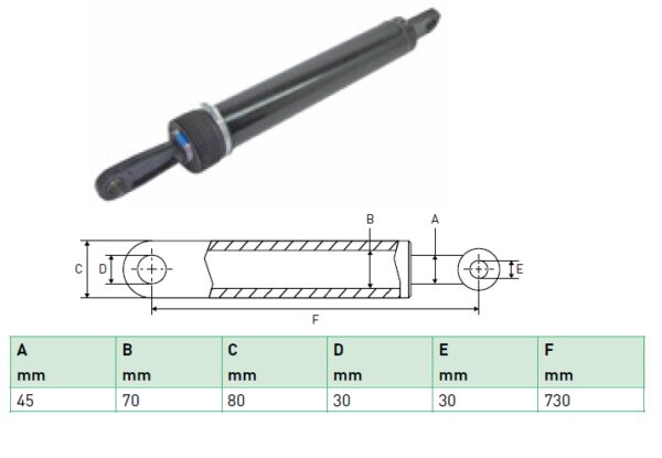 Hydraulic cylinder Zepro 45/70/730 for bend