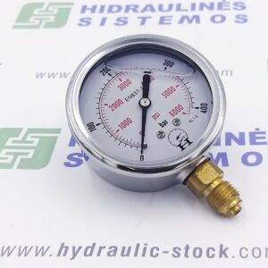 Pressure gauge 0/400 bar. d-63 side connection 1/4'BSP