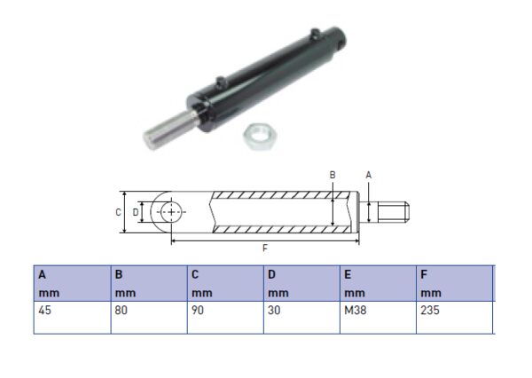 Hydraulic cylinder Erhel Hydris 45/80/235 for bend