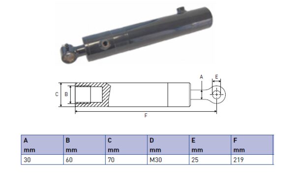 Hydraulic cylinder Erhel Hydris 30/60/219 for bend
