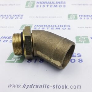 Suction fitting 1.1/4' male x for 50 mm hose, 45 angle