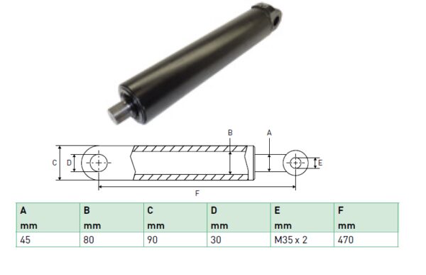Hydraulic cylinder Zepro 45/80/470 for bend