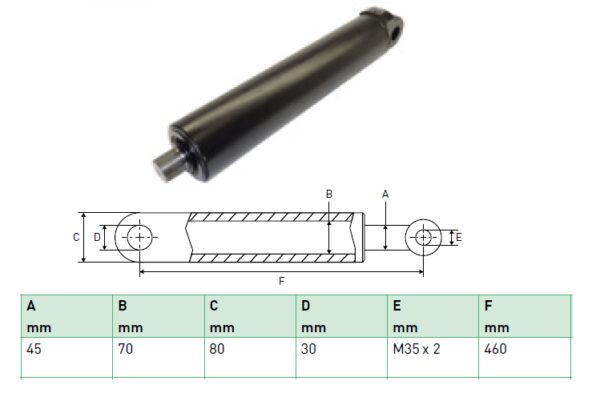 Hydraulic cylinder Zepro 45/70/460 for bend