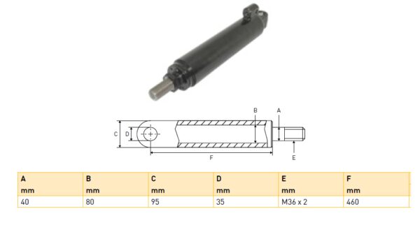 Hydraulic cylinder AMA 40/80/460 for bend