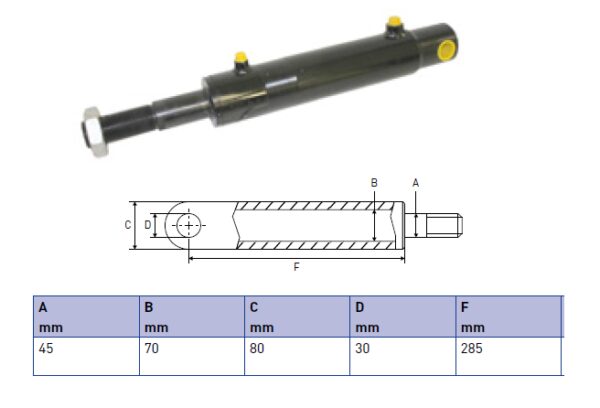 Hydraulic cylinder Erhel Hydris 45/70/285 for bend