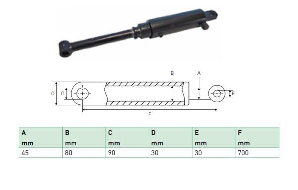 Hydraulic cylinder Zepro 45/80/700 for bend