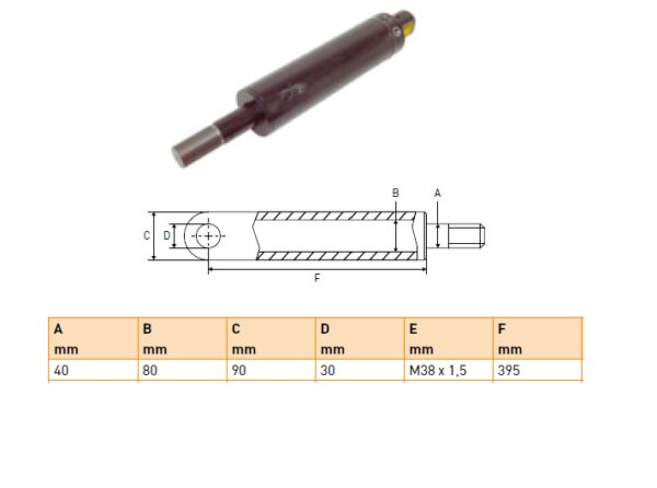 Hydraulic cylinder Anteo 40/80/395 for bend left