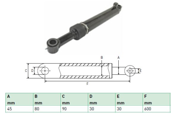 Hydraulic cylinder Zepro 45/80/600