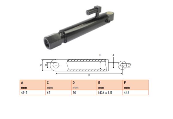 Hydraulic cylinder Cargolift 49,5/65/446 for bend