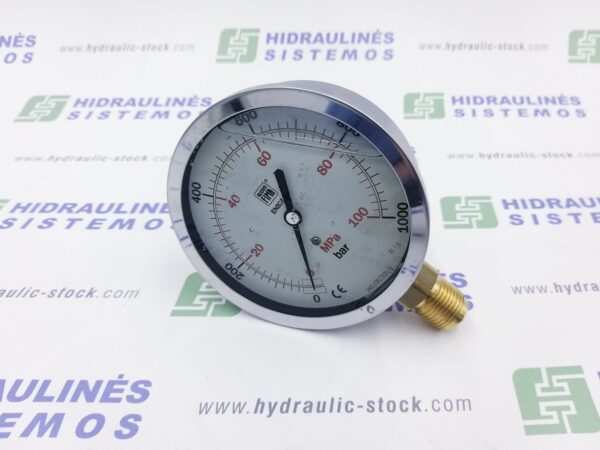 Pressure gauge 0/1000 bar. d-63 side connection 1/4'BSP