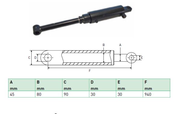 Hydraulic cylinder Zepro 45/80/940 for bend