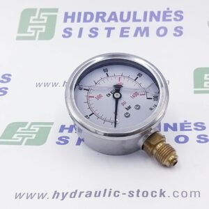 0/100 bar Manometras d-63 tvirtinimas iš šono 1/4'BSP