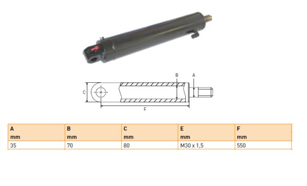 Hydraulic cylinder Anteo 35/70/550 for bend