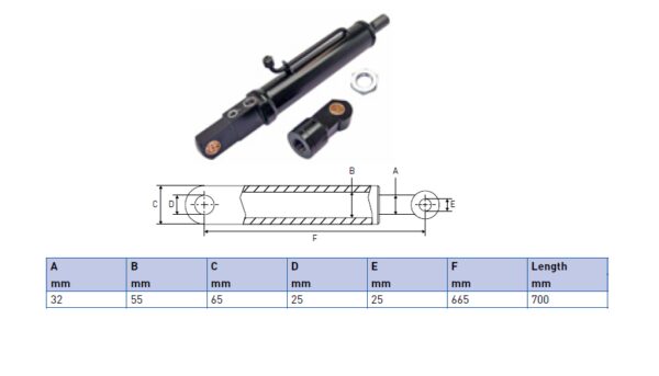 Hydraulic cylinder Palfinger/MBB 32/55/665 for bend