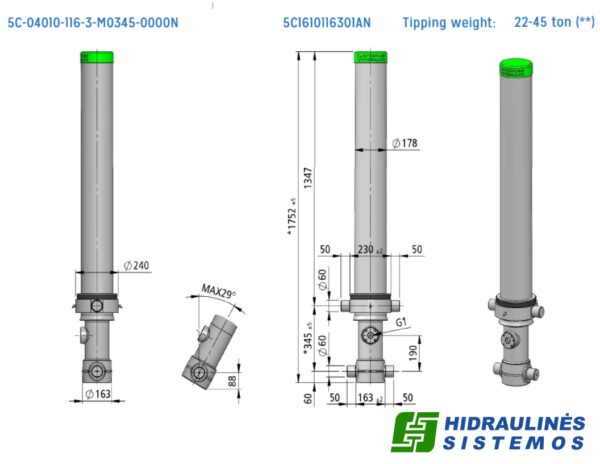 Telescopic cylinder 5-174-8960 5C Penta 5C-08960-174-5-M0900-0000N 5C2090174505AN