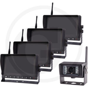 Set of 4 7" inch monitors and a camera
