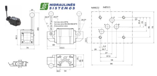 NG10M-6 120L/MIN P.T-A-B Manual valve spool