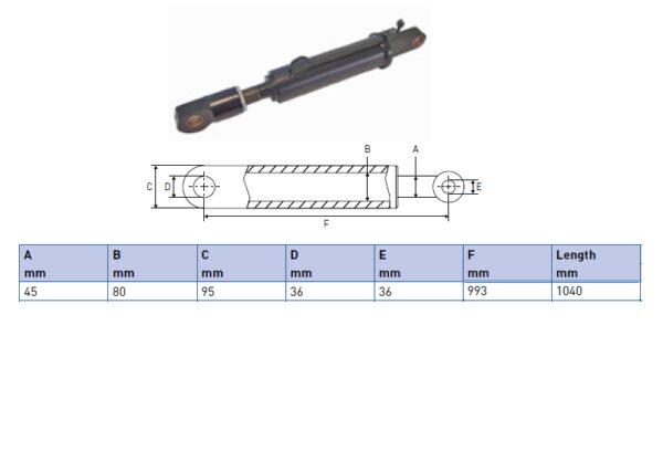 Hydraulic cylinder Palfinger/MBB 45/80/993 for bend